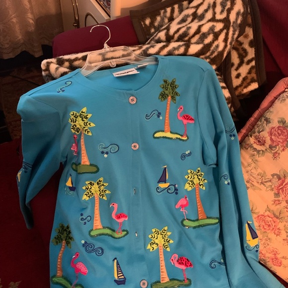 Michael Simon cotton knit button front top cardigan. Look at all photos. - Picture 4 of 9